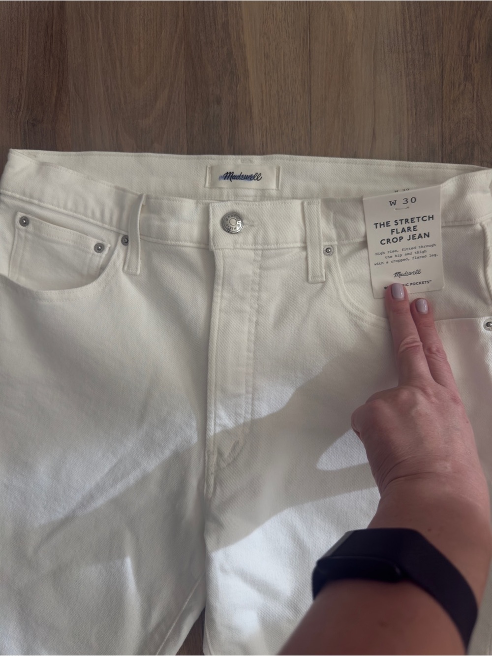 Madewell The Stretch Flare Crop Jeans in White - Size 30 - Picture 4 of 5